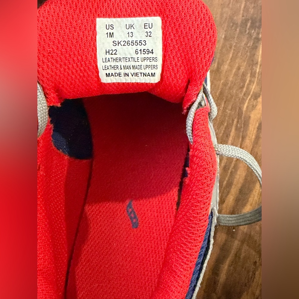 Saucony Kids Cohesion 14 LTT Blue Red Gray sneakers tennis shoes big boy size 1 - Picture 6 of 6